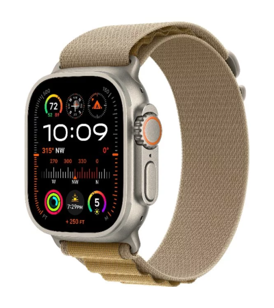 Apple Watch Ultra 2 2024 GPS + Cellular 49mm Natural Titanium Case with Tan Alpine Loop M (MX4F3)